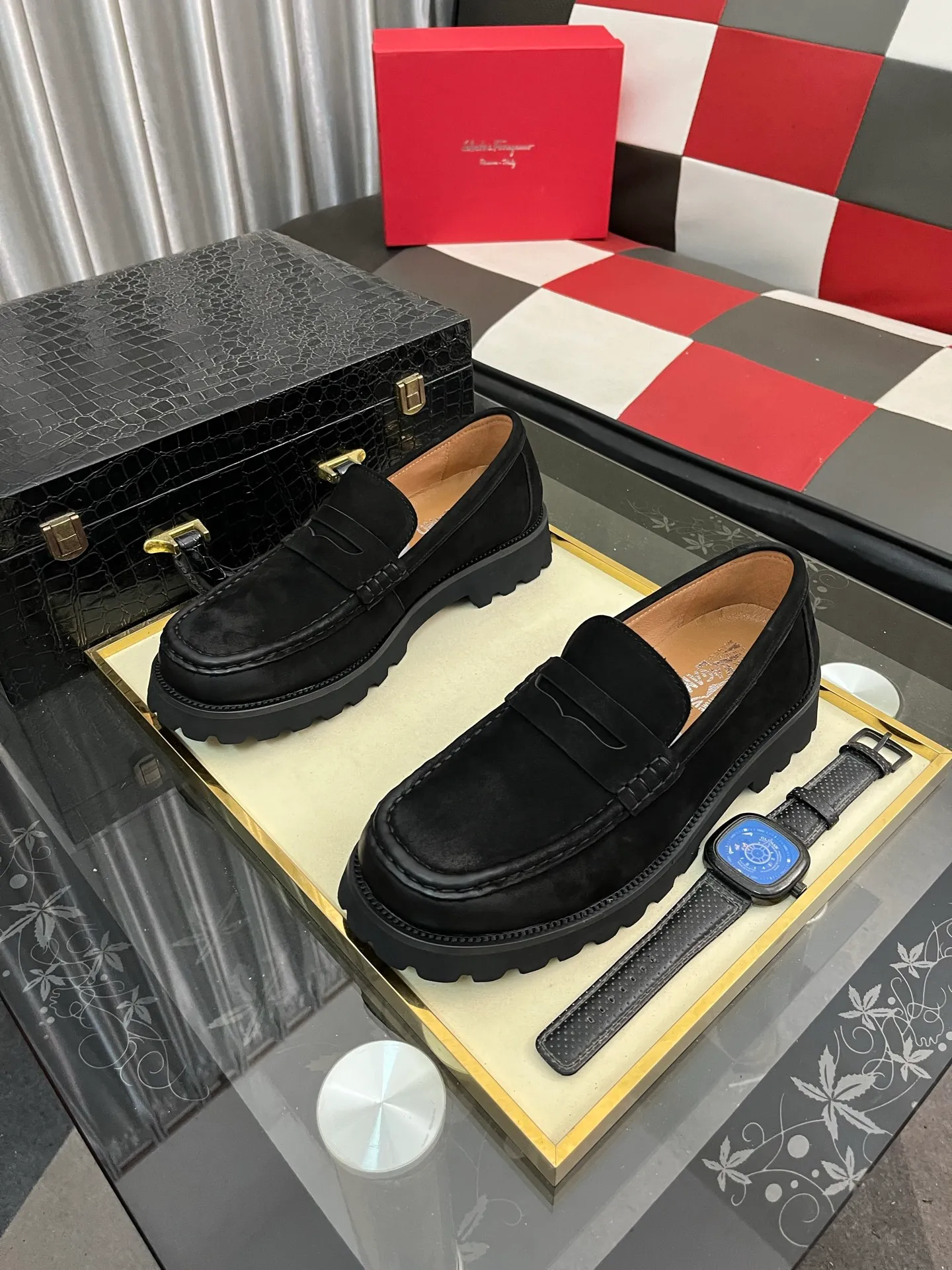 Men's shoes 💰500⌚️⌚️[Salvatore Ferragamo] Ferragamo business leather shoes, 1:1 top purchasing quality, imported selected original open-edge beaded calfskin for the uppers, imported original water-dyed cowhide for the inner feet, imported original customized Italian handmade lightweight foam outsole, size: 38-44 2️⃣colors available